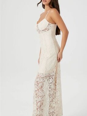 Forever 21 Ivory Lace Maxi Slip Dress